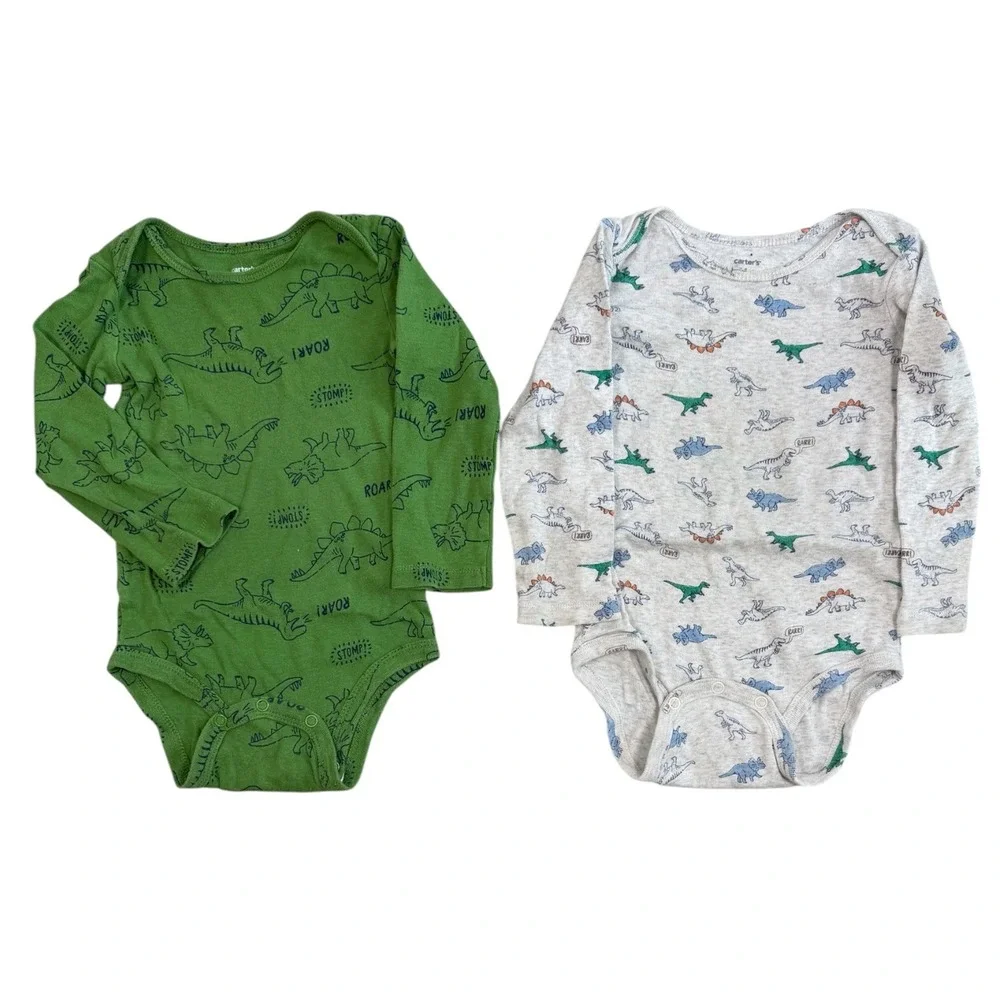 Carter's Mighty Goods Kong Sleeve Bodysuits Boy 24M Dino 4 Pack Bundle Cotton
